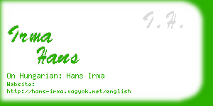 irma hans business card